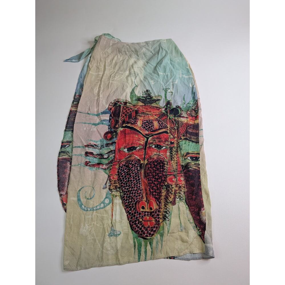 Jam's World Rare Limited Edition Mask Sarong Wrap Skirt Vtg L - Picture 3 of 11
